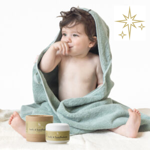 Babyhanddoek-groen-en-bodybalsem-Feeling-Goods-kerst