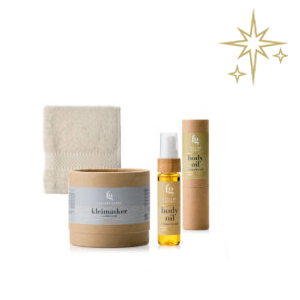 Kleimasker, body oil en gezichtsdoekje-Kerst